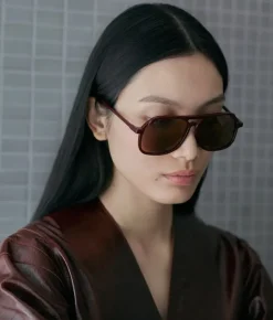 Online VITO OXBLOOD RED / oversized, dark red aviator sunglasses Accessories